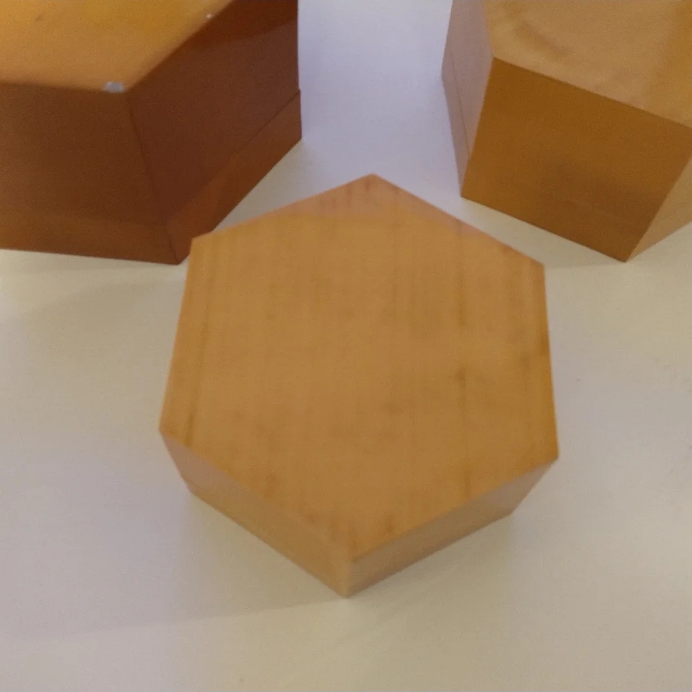 Vintage Chinese bamboo nesting hexagon boxes birds mid-century Asian Set Of 3